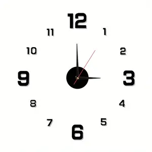DIY Large Wall Clock, Modern Frameless 3D Number Stickers with Silent Quartz Movement for Living Room, Bedroom & Office Decor  size:40*40 outdoorfun