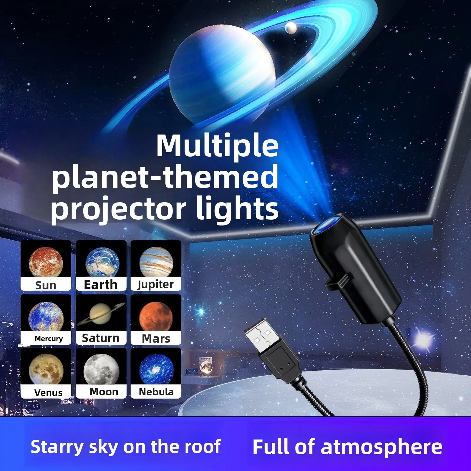 LED Star Projector Lamp - Starry Sky Moon Night Light, Colorful Ambient Room Decor, Romantic Disco Light Party Backdrop, Bedroom Ceiling Home Improvement Novelty Lighting Gift
