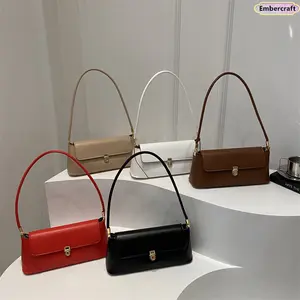 Women’s PU Leather Satchel Bag – Minimalist Baguette Shoulder Handbag, Elegant Solid Color Purse, Everyday Work Commuter Bag for Women, Casual Chic All-Match Tote for Travel, Shopping, Daily Use