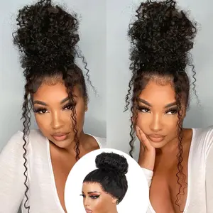 GK Deep Wave 360 Lace Front Wigs Human Hair 28 Inch Invisi Strap HD Full Lace Front Wigs Human Hair Pre Plucked with Drawstring 200 Density Curly Wig 360 Glueless Lace Frontal Wigs for Women