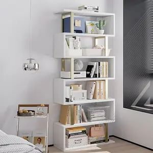 Bookshelf Geometric tall Bookcase S Shaped Industrial Bookshelf Storage Display Stand Shelf for Living Room Bedroom and Office Room