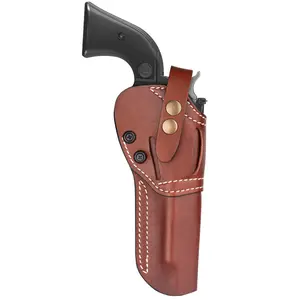 Premium Leather Revolver Holster for Ruger Wrangler & Single Six | Fits 5.5" .22 Revolvers | Adjustable Retention | Deep Brown