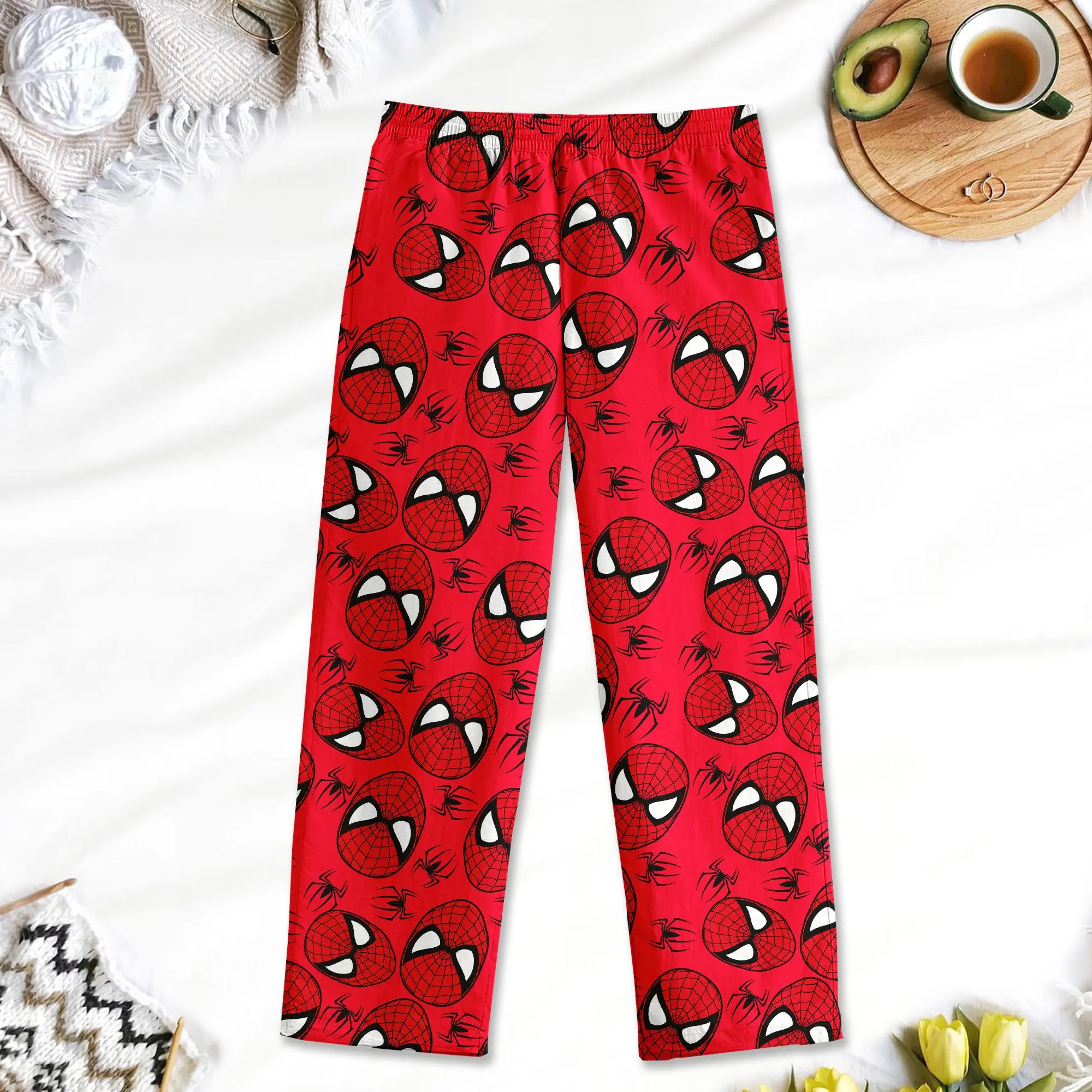 Red Spider Pajama Pants Lounge Bottoms Soft Sleep Pants, Unisex Matching Long Sleepwear, Cute Dragon Design Lounge Bottoms for Relaxing Nights, Unisex Pajama Gift For Her, Gift For Him, Matching loungwwear
