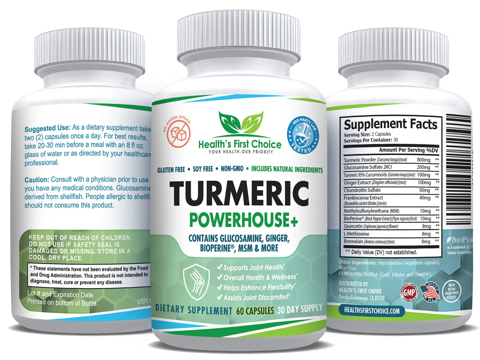 Health's First çhoice - Turmeric Powerhouse+ : Comprehensive Joint and Inflammatory Support