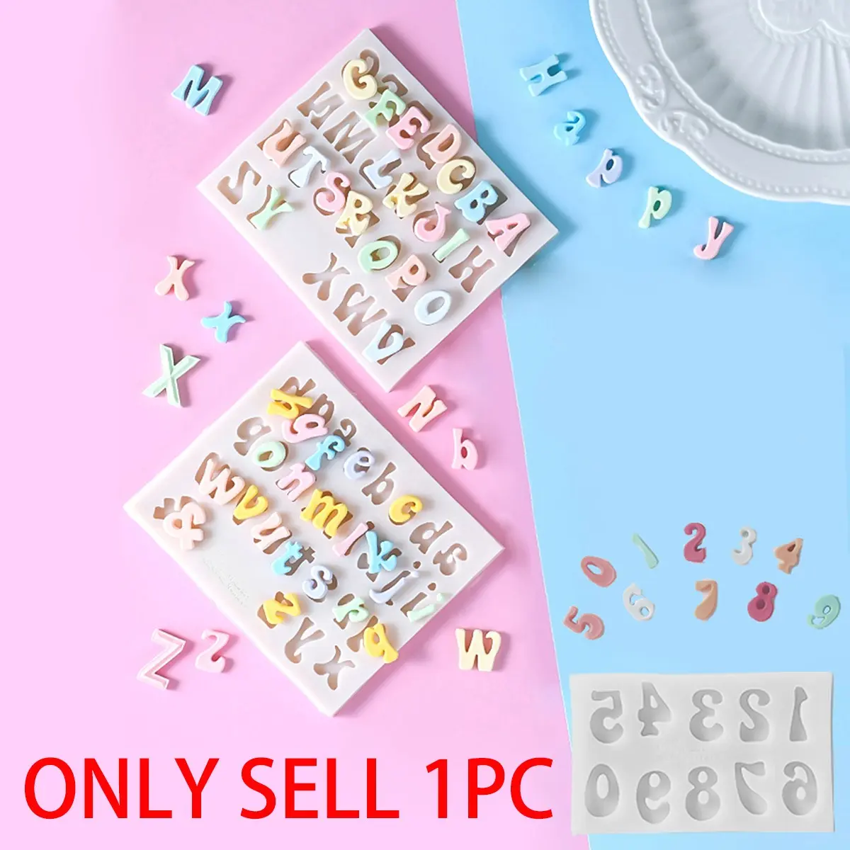 1pc letters Silicone Fondant Mold, Mini A-Z 26 English Letter Number Mold Cake Mold Baking Cake Decoration Cupcake Topper Tools Alphabet Grey Handmade DIY Mould Tool For Handmade Chocolate, Candy Mold