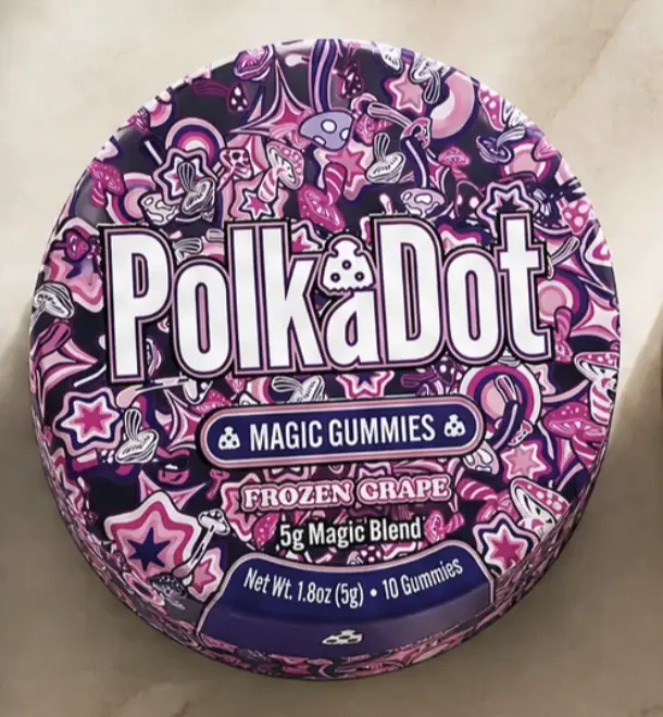 Polkadot Frozen Grape Gummies, 10 Count, 10 Count, High Potency Plant-Based Gummies, Soft Chewy Gummies, 100% Organic Ingredients, High-Quality Formula, Freshness-Sealed, Secure Reusable Metal Tin, Travel-Friendly Packaging, Proudly Made in USA