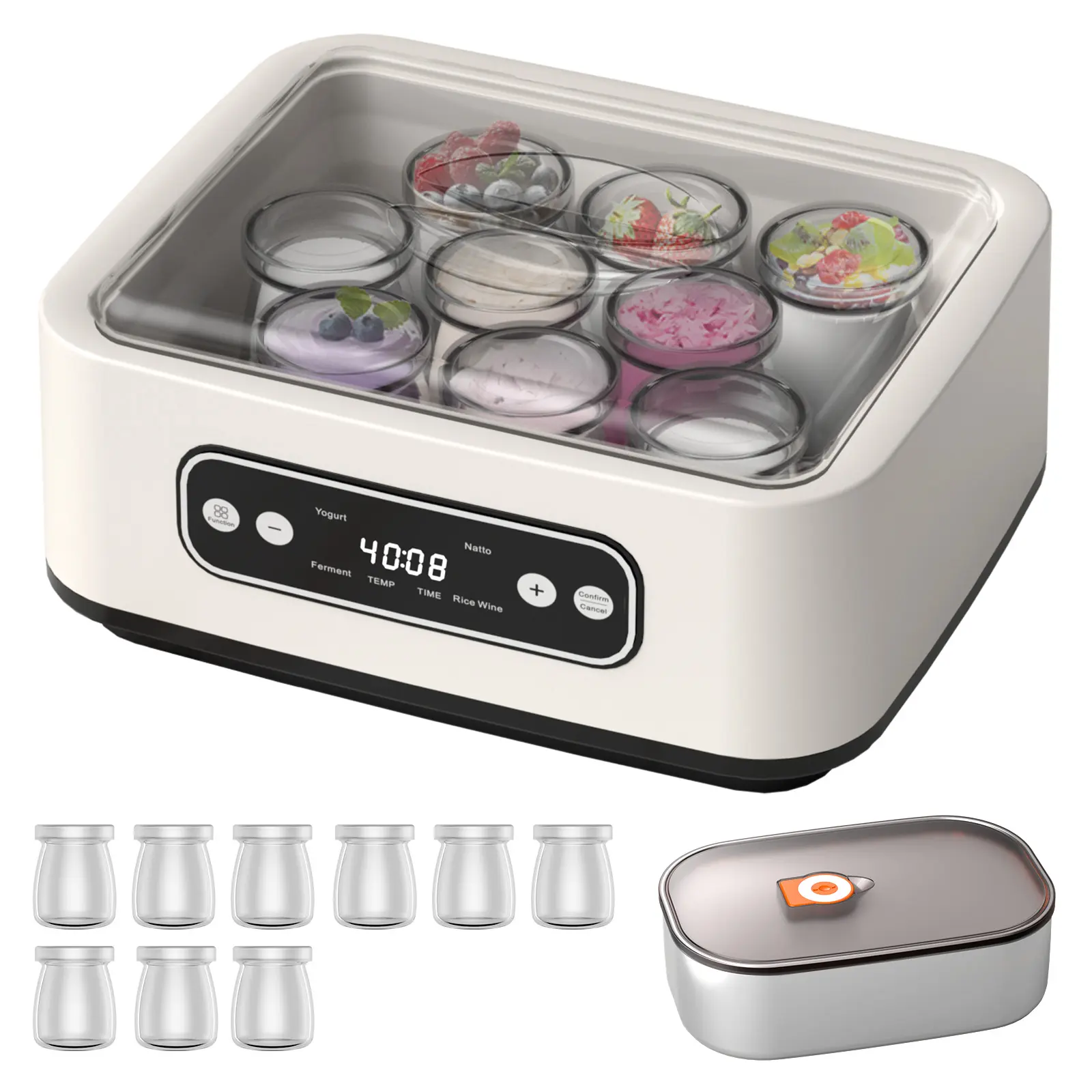 Ann Katy Small Yogurt Maker, Electric Camp Kitchen Appliance with Ambient Temperature Control for Homemade Yogurt & Fermentation Process, Ideal Camping Gift