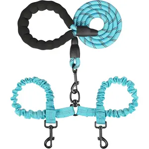 Pet Record Dual Dog Leash 360° Swivel No Tangle Design for Walking & Training of Two Dogs Comfortable Grip