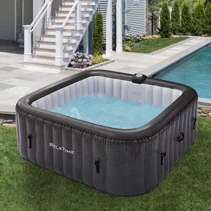 RELXTIME 73" Outdoor Inflatable Hot Tub for 4-6 People, Energy-Efficient Insulated Spa Cover, Mat Included, Portable Reusable Inflatable Hot Tubs for Father's Day Gift