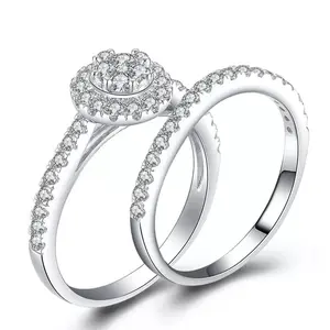 CHIC HALO 925 STERLING SILVER CZ WEDDING ENGAGMENT RINGS SET SIZE 3-12 S49