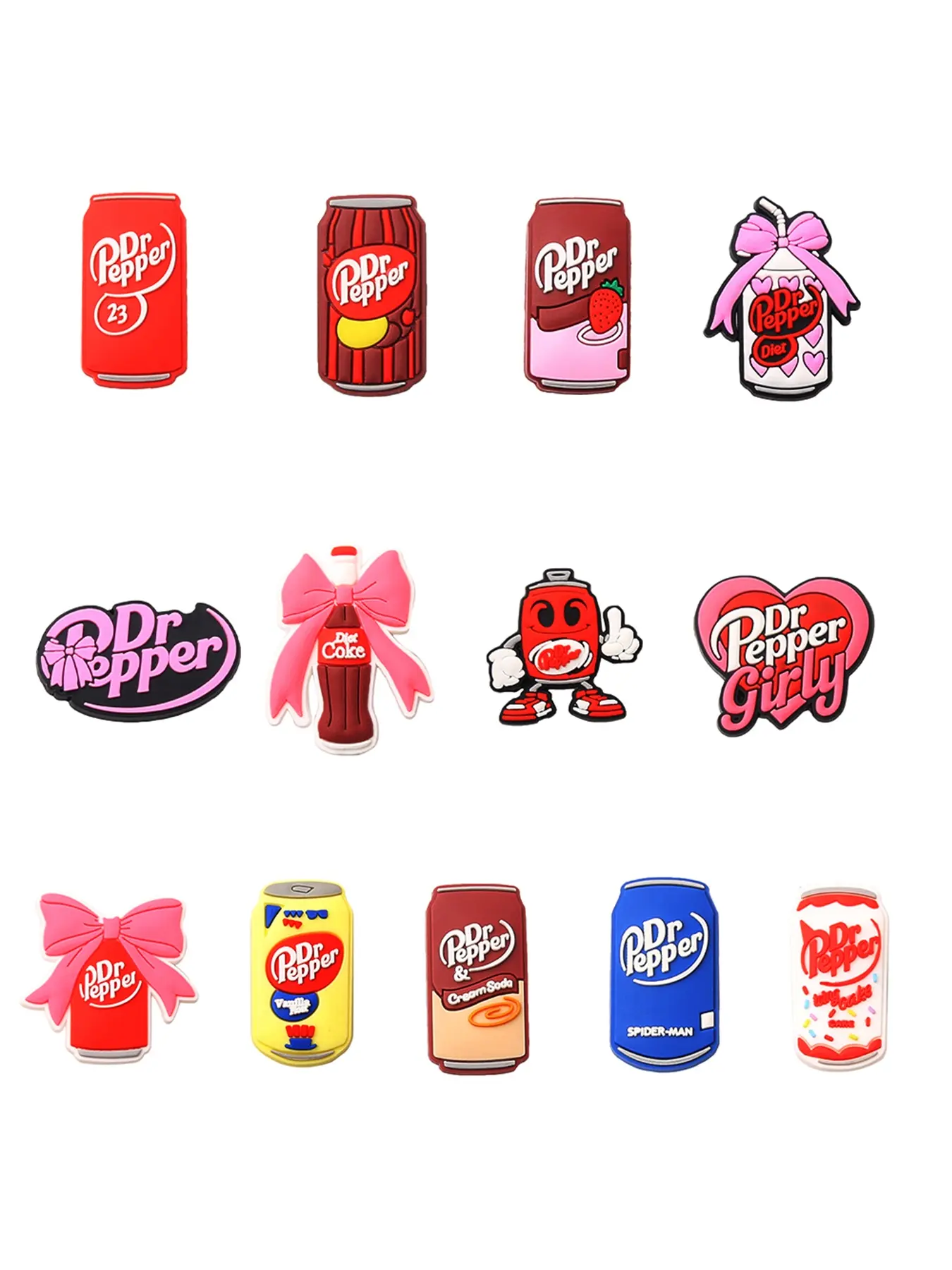 13pcs Cartoon Dr Pepper Soda Bottle Drink Shoe Charm PVC Accessories DIY Shoe Buckle Decoration Suitable for Wristbands Party Children Gift Cute Shoe Charms Shoe Charms Set