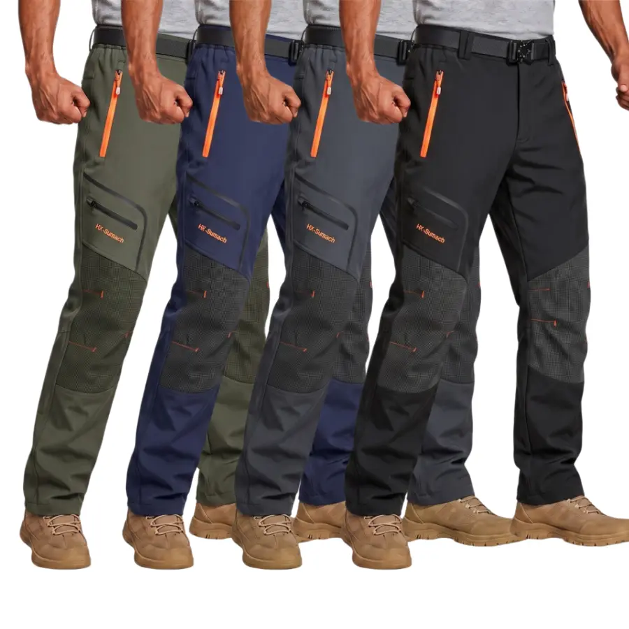 Men’s tactical cargo pants—durable work trousers with multiple pockets, suitable for outdoor construction and hiking; regular fit with a solid color and adjustable waistband; long outdoor trekking pants that are very comfortable for casual running.