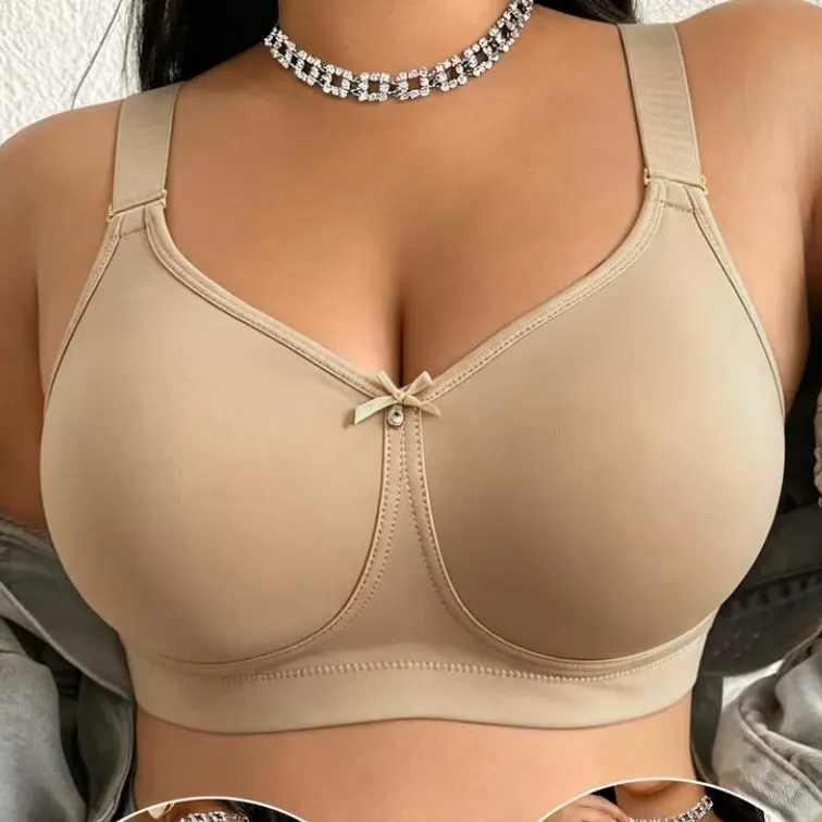 Smooth Minimizer Bra fit for Plus-Size Women with Large Busts, No padding, V-Shaped Back Closure, Wire-Free Lingerie, Anti-Sagging Gathered Support Underwear for Everyday Office and Casual Outfits, 1 Pack