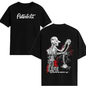Peterbilt 18 to Life T-Shirt, Skeleton Trucker Graphic, Edgy Driving and Surviving Design Shirt for Truckers, Gift for Peterbilt Enthusiasts