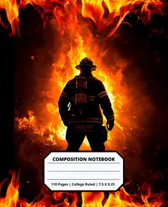 Firefighter Composition Notebook for Adults Kids Boys Girls Teens 110 Pages College Ruled 7.5 x 9.25 Lined Paper Composition Book