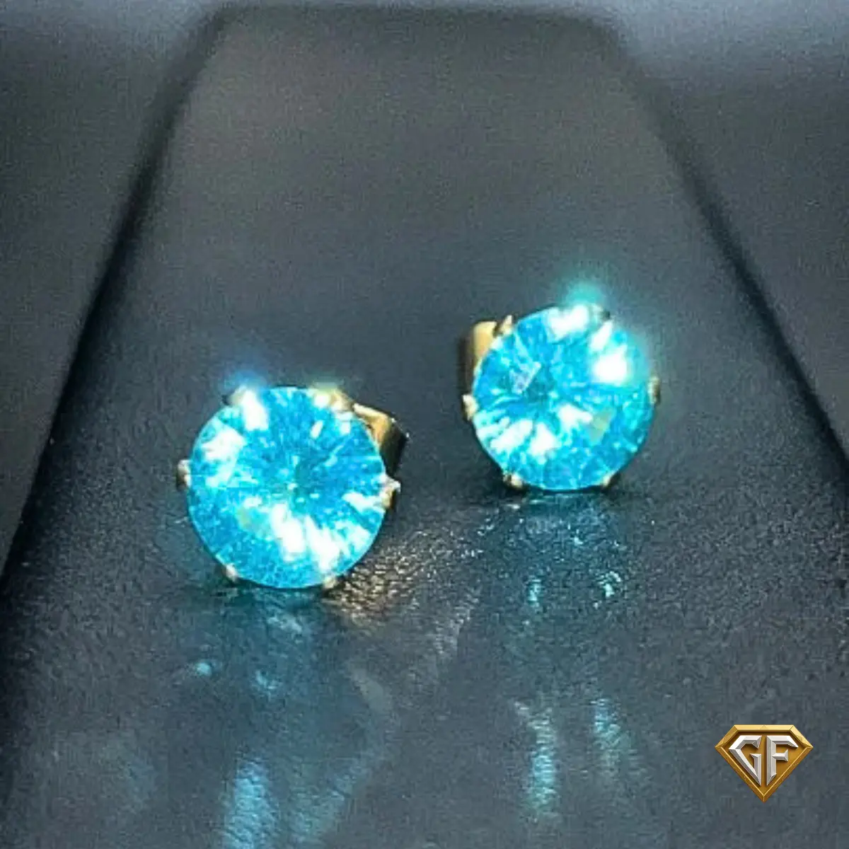 Blue Topaz Stud Earrings, December Birthstone Stud Earrings, Round Blue Gemstone, Christmas Gift for Her, 5mm or 8mm Available