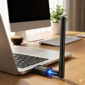 AC600Mbps Dual Band Portable Wifi USB WiFi Adapter with Antenna for PC Desktop Laptop, 2.4G/5G High Speed Wireless Network Receiver, Compatible with Windows 11/10/8/7/XP, Mac OS, Linux