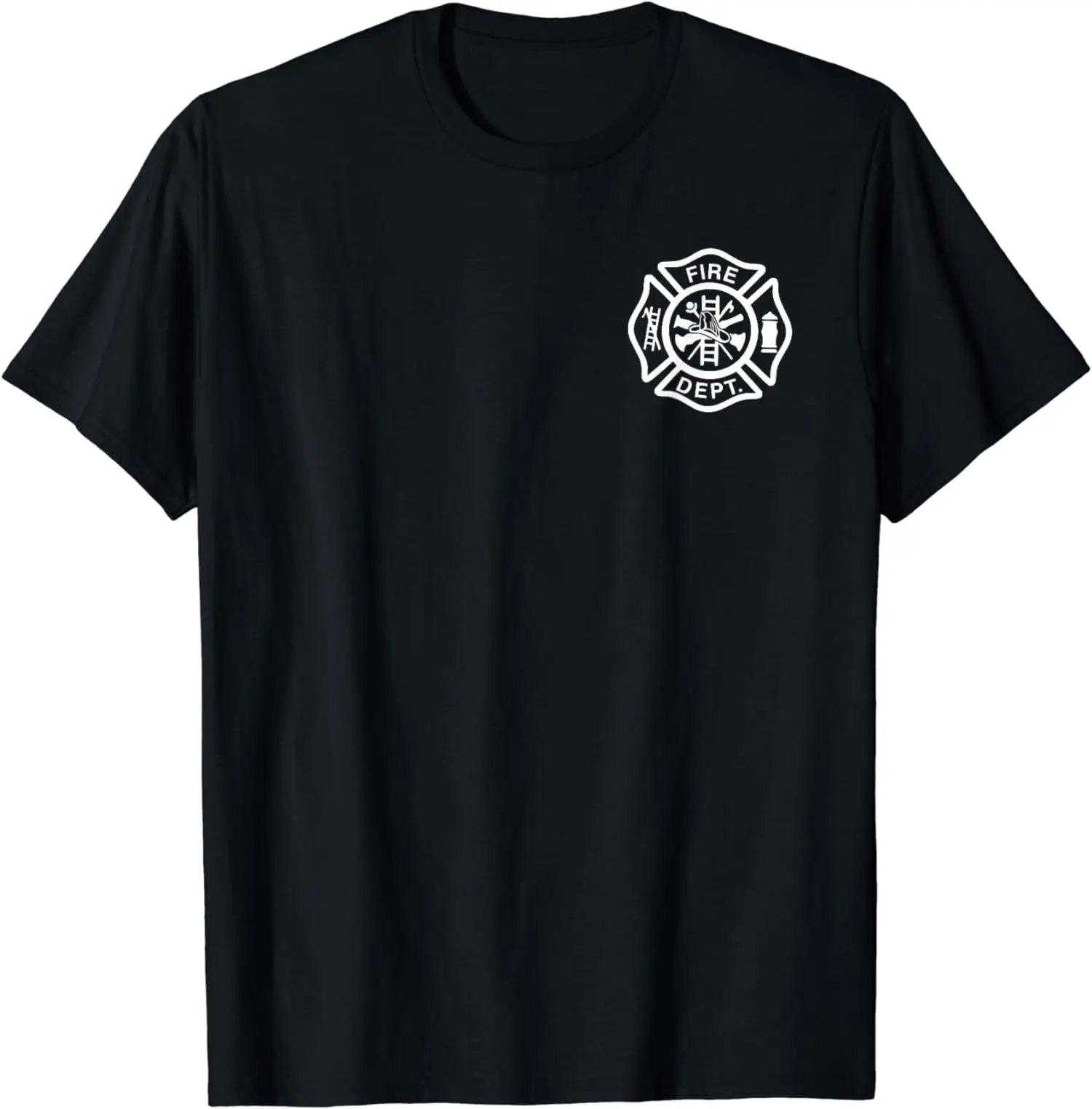Men's 100% Cotton Crew Neck Graphic T-Shirt - Streetwear Fitted Cut with Fire Department Logo Print, All Seasons Fashion Casual Short-Sleeve Clothes with Playful Vibe