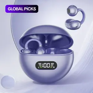 Clip-On Sports Earphones, Wireless TWS Headphones Sports Wireless Earbuds with Deep Bass HiFi Stereo and Rechargeable Battery, Compatible with Android and iPhone