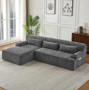 Chenille L-Shape Luxury Sectional Sofa Minimalist Design Comfy Sleeper Couch for Living Room Apartment Reception Spaces No Assembly Required boneless Facing Chenille Modular Sofa household