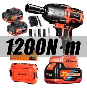 QZDASHU Cordless Impact Wrench 1200N.m 1/2" Brushless 21V High Torque Power Driver with 2x 4.0Ah Batteries LED Light for Car Pickup Truck Mower