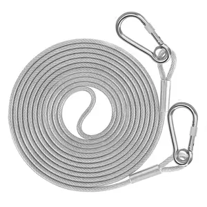 PVC Galvanized Steel Wire Dog Leash, Pet Tether Rope for Large Medium Dogs, Bite-Resistant Thick Strong Chain, Sturdy Carabiners, Balcony Dam Clothesline Rope, Versatile Use
