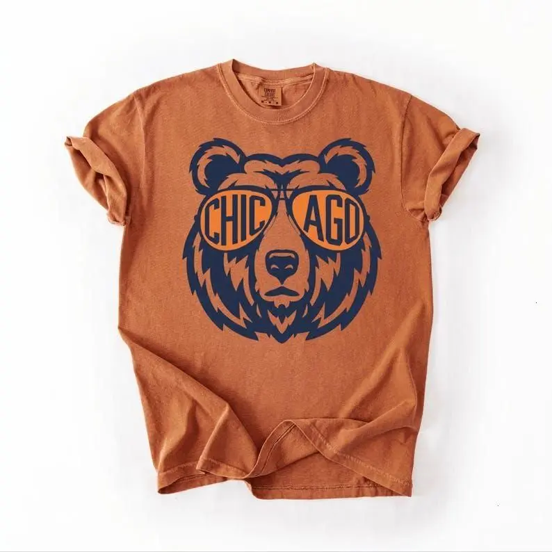 Women's Good Better Best Chicago Football Sweatshirt - Distressed Bear Graphic Hoodie, Vintage All-Seasons Fitted-Cut Short-Sleeve Unisex Streetwear Top