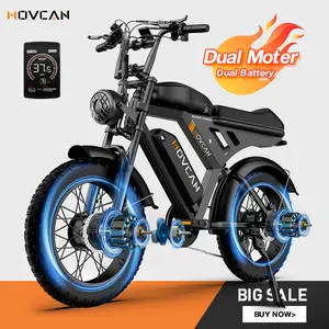 V30 Pro Max Electric Bike for Adults 3000W Dual Motor 20" Fat Tire Ebike, 37.5MPH/31MPH 120 Miles,48V 31.2/15.6 AH Dual Battery Hydraulic Disc Brake Electric Motorcycle Bike Full Suspension
