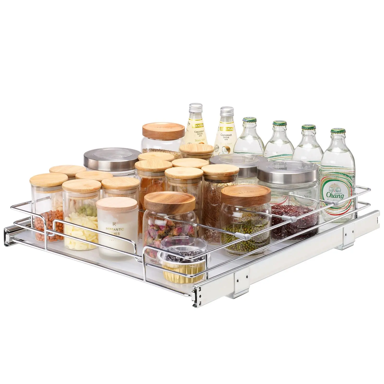 VEVOR 17"x21" Single Layer Pull-Out Type Cabinet Organizer Basket, Heavy-Duty Chrome-Plated Steel Slide-Out Racks, Smooth-Sliding Durable Easy-to-Clean Kitchen Under Sink Storage (TikTokShopBlackFriday)