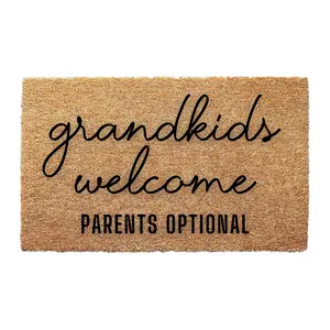 Grandkids Welcome Parents Optional Door Mat - Grandparents Day Gifts Nana and Papas House Grandparents Door Mat with Anti-Slip Backing