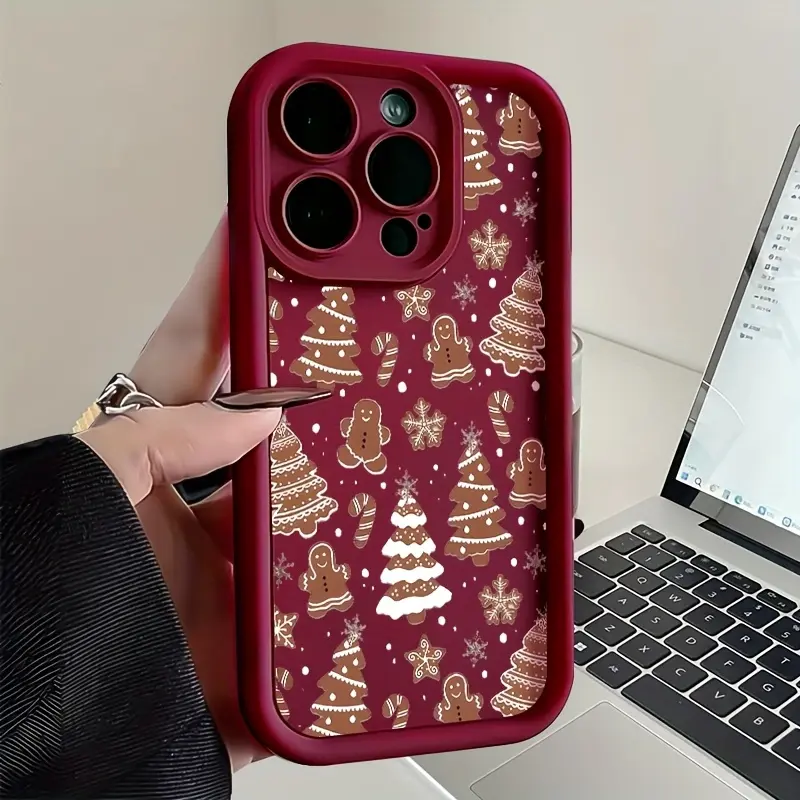 Soft Silicone Protective Cellphone Casing for iPhone 17 Pro Max, 16 Plus, 15, 14, 13, 12, 11, Air E - Creative Christmas Tree Pattern, Drop Protection, Shockproof Mobile Phone Accessories, Devices