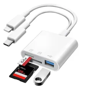 Multifunctional SD/TF/USB-C Card Reader, USB-C Plug Memory Card Reader Adapter, Fast Data Transfer for Home & Office, Compatible with iPhone, iPad, Laptop