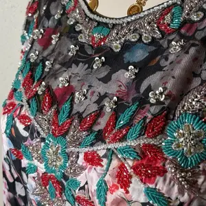 Midnight Bloom Mukhawar – Italian Silk, Hand-Embellished Elegance (Size 56)