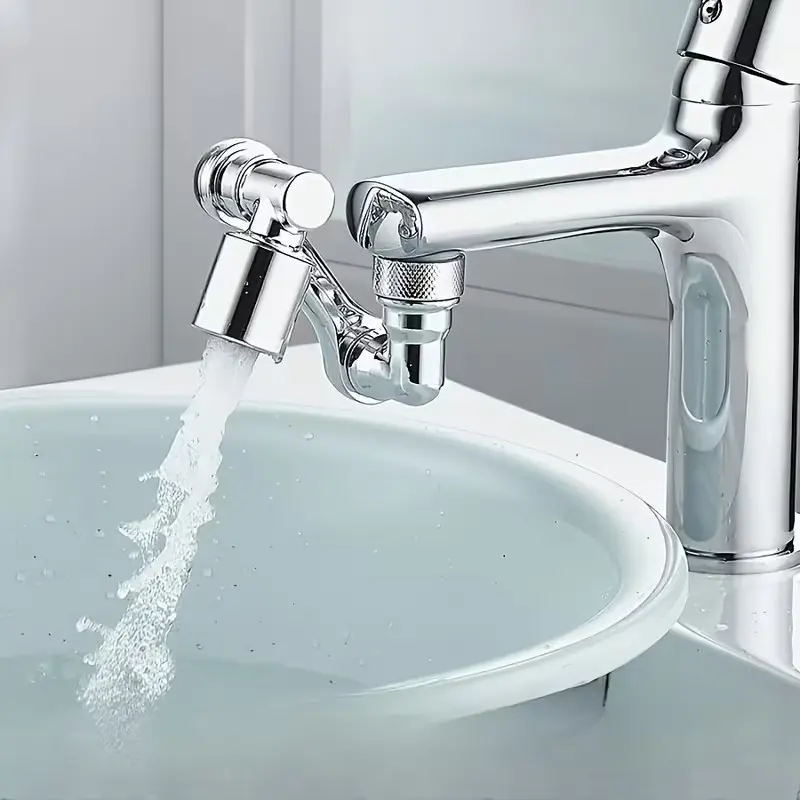 Foldable & Extendable Single Hole Dual Handle Faucet, Nickel Finish, Durable Plastic, Space-Saving, Easy Temperature Control, Kitchen Bathroom Sink, Two Handles Faucet