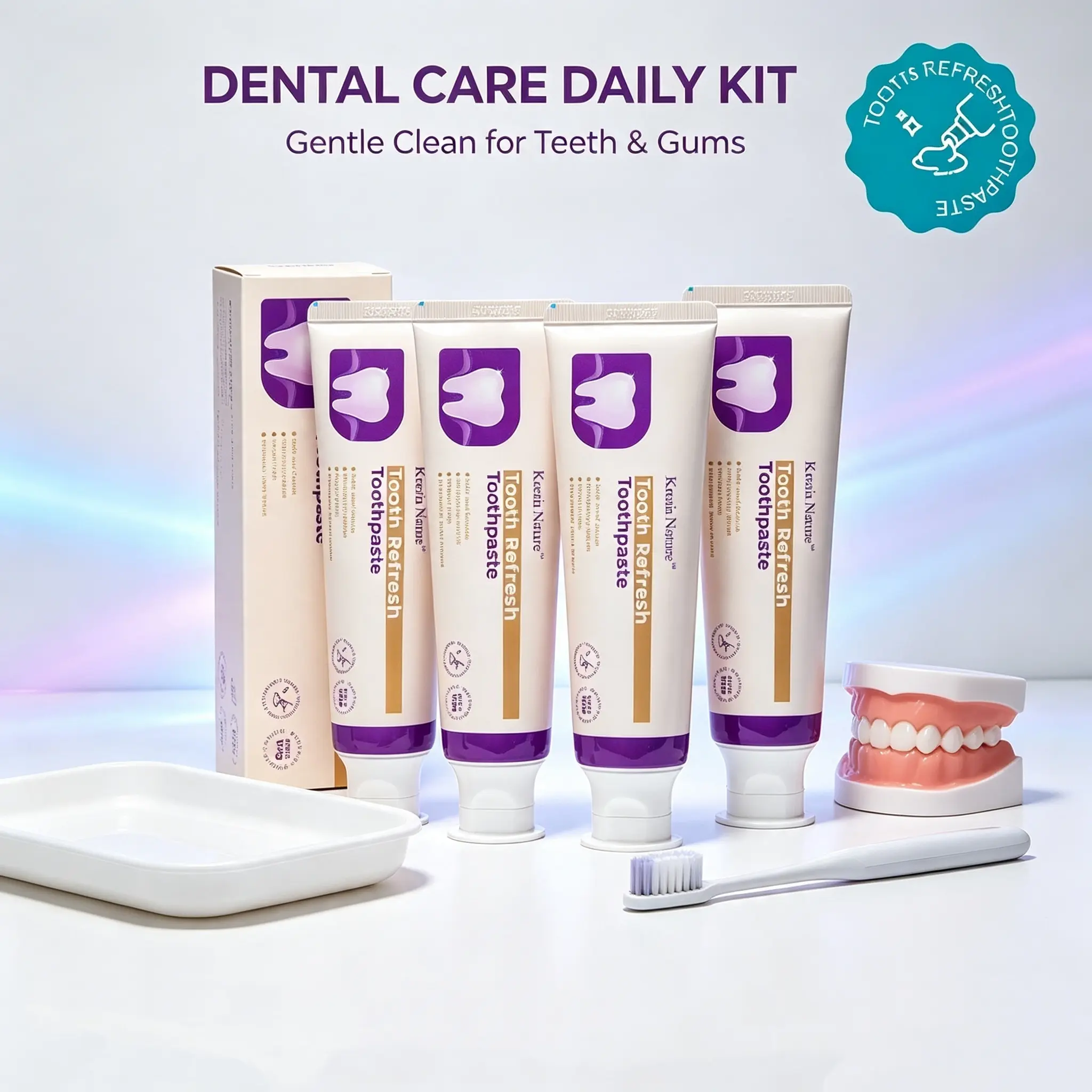 Kreain Nature 2-Pack 2-Pieces Natural Toothpaste - Gentle Formula, Bad Breath Oral Freshening, Oral Health Support, Gum Care, Teeth Polish, 24 Months Shelf Life #SohoChic