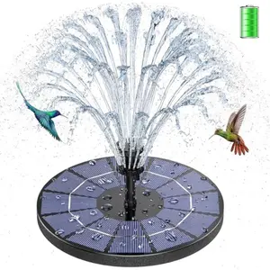 3.5W Solar Fountain Pump Built-in 1500mAh Battery, Bird Bath Fountain with 6 Nozzles, Solar Floating Water Pump for Bird Bath, Fish Tank, Pond, Pool, Garden and Outdoor