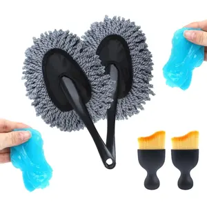 6 Pack Cleaning Supplies For Car, Truck, SUV & RV – Duster, Interior Brush & Cleaning Gel, Detailing Cleaning Kit