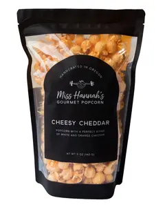 Miss Hannah's Gourmet Popcorn Cheesy Cheddar 5 oz - Perfect Blend of White & Orange Cheddar
