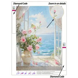 | 5D DIY Diamond Painting | Oil-Inspired Natural Scenery Diamond Art Set, Ocean-Facing Scenery, Rhinestones Full Mosaic Crafts Kit, Decorative. HD Art Diamond. Gift Diamond Painting, Concentrate And Calm Your Mood Through DIY, Diamond Painting Kits