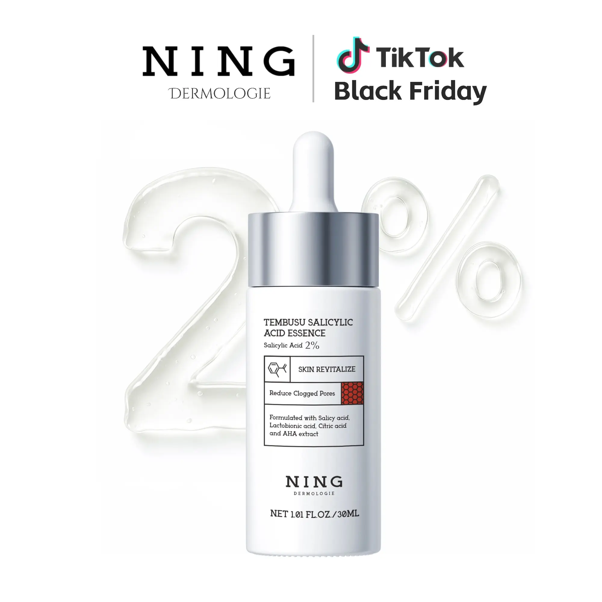 Ning Dermologie 7-Day Acne Treatment Serum, with Salicylic Acid and Hyaluronic Acid | 30ml, Gently Cares for Acne-Prone and Sensitive Skin