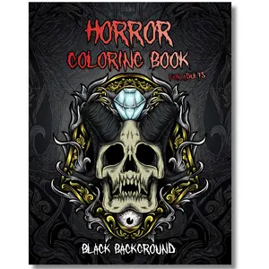 Horror Coloring Book – Black Background: Midnight Edition Halloween Coloring Book for Adults, Adult Luxury Horror Coloring Book