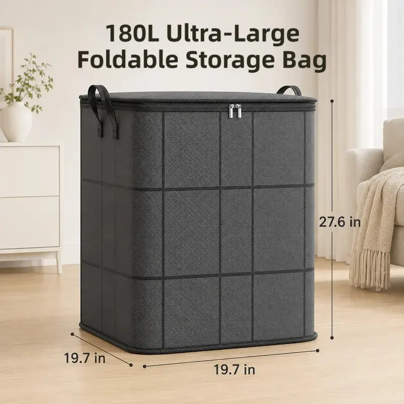 Extra Large 180L Storage Bag, Dustproof Zipper Storage Bag for Clothes, Blankets and Bedding, Ideal for Closet Organization and Moving