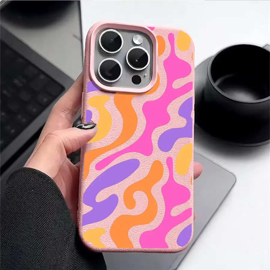 Abstract Colorful Wave Smartphone Case - Protective Soft TPU Casing Cover Cellphone Shell for iPhone 17-11, X, XS, XS Max, Shockproof, Drop-Resistant, Fashionable Minimalist Accessory, Holiday Gift for Device Users