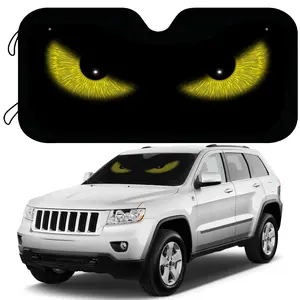 Universal Evil Eye Print Aluminum Foil Windshield Sun Shade, Foldable Quick-Install Shade, UV-Block Heat Insulation, Keeps Car, SUV & Truck Interiors Cool, All-Weather Protection for Most Vehicle Models