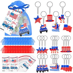 24 Set Independece Day Gifts for Classroom Party Favors Back to School Gifts for Student First Day of School Keychain Gift Set with Tags Organza Bags Classroom Reward Gifts Idea School Party Goodie Bag Stuffers