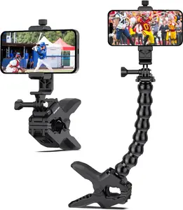 Gooseneck Phone Holder Clamp Clip Mount Cell Phone Stand for Desk Pole Table Compatible with  16 15 14 Pro Max Plus 13 12 11 SE XS XR X 8 7 6   and Other 4-7'' Devices