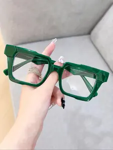 Women's Street Trend Square Frame Eyeglasses for Everyday Use, Trendy Candy Color Block Y2k Eyeglasses, Streetwear, Stylish Square Frames, Fashion Frames, Versatile Decorative Eyeglasses, Cool Female Accessories for Daily Use, Square Frame Eyewear