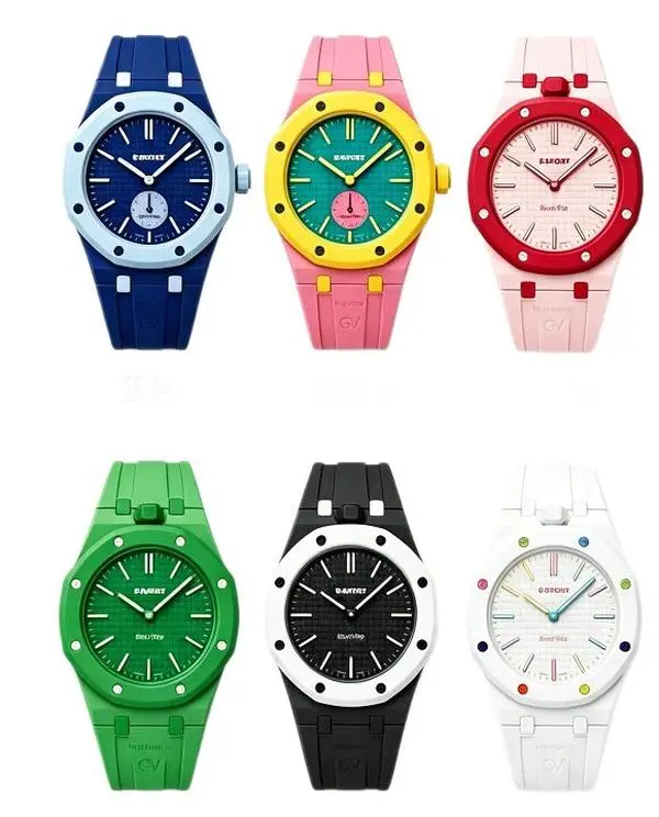 Trend Oak Century Candy-colored Octagonal Pocket Watch with Sports Silicone Strap and Lanyard