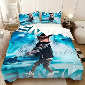 3-piece Eminem themed bedding set. Stylish, trendy, unique, lightweight and soft. Includes 1 duvet cover and 2 pillowcases, comforter not included. Perfect for bedroom, home and dorm decor, suitable for all seasons.