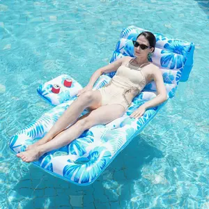 Xl Inflatable Pool Float with Headrest Pillow, Portable Floating Lounger for Adults, Beach Lake Party Toy, Cooling Water Rest, Tanning Pool Float